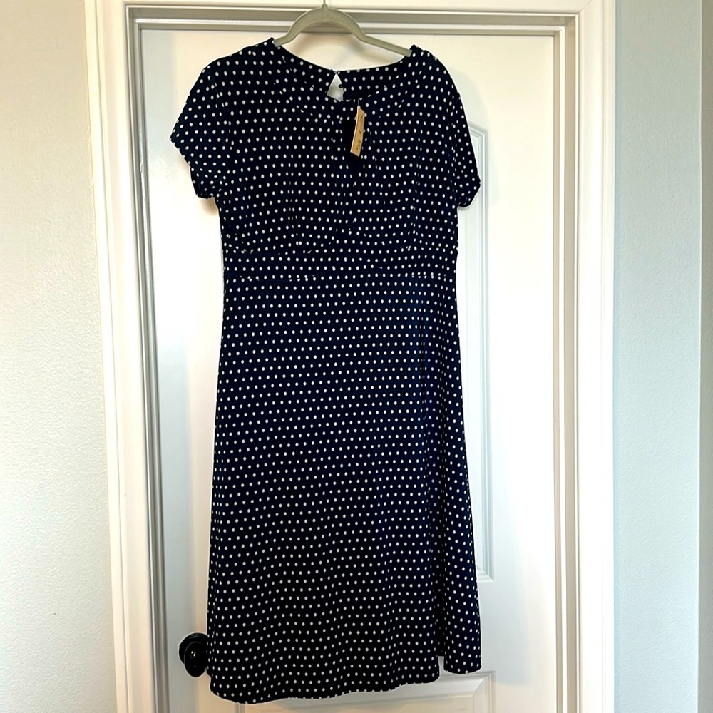 Lindy Bop Navy Blue Polka Dot Midi Dress
